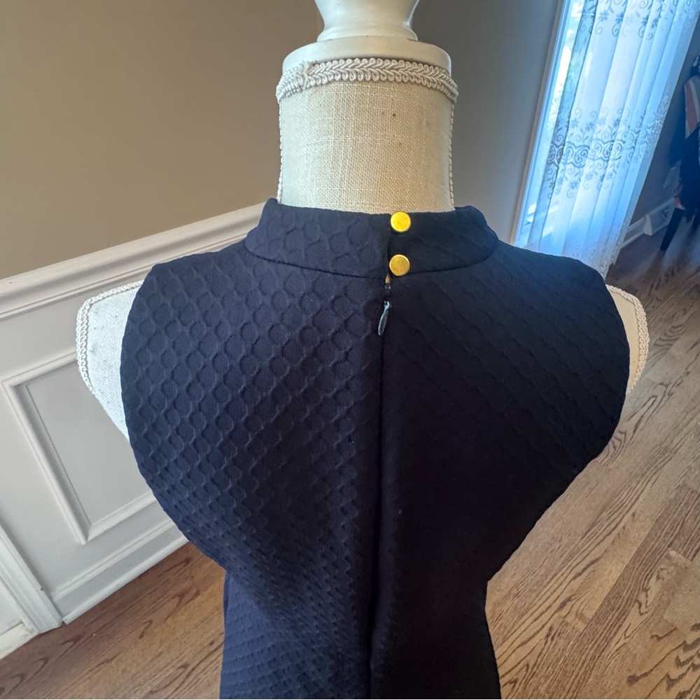 Nine West women’s size 8 navy Blue Lined Sleeveless Dress textured mock‎ neck - Picture 4 of 12